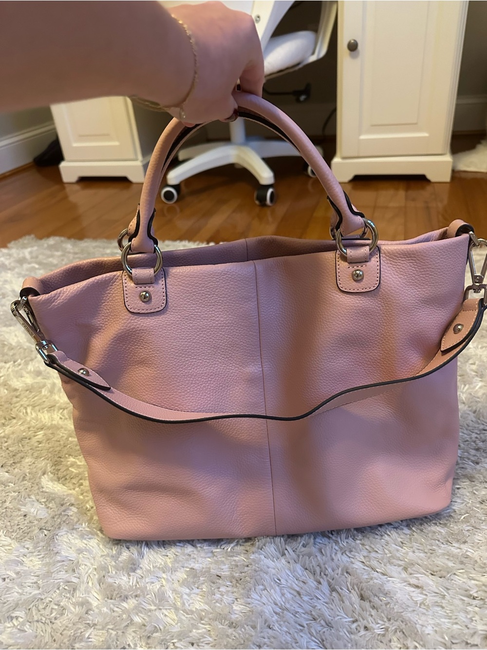 Kattee Pink Leather Tote Bag - Structured Everyday Carry